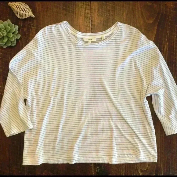 Vince. | White & Blue Top w/Dolman Style Sleeves - Picture 4 of 8